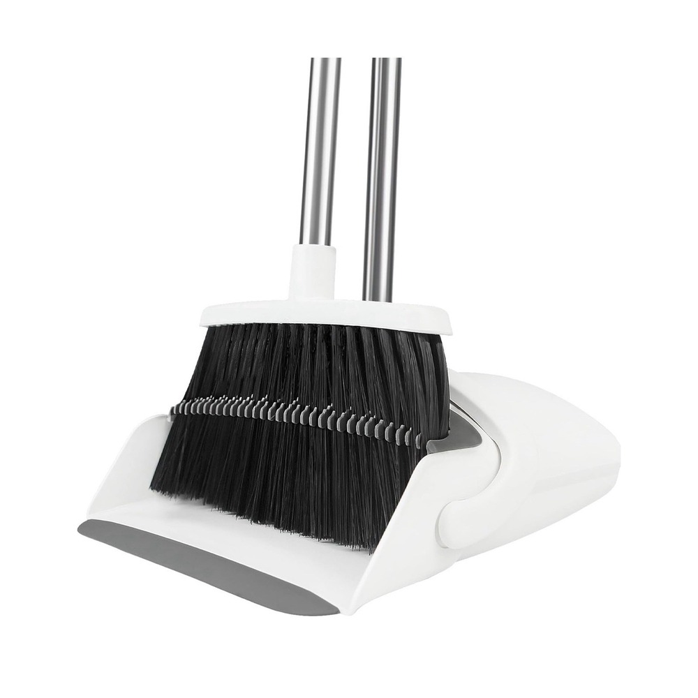 White Vertical Broom And Dust Pan